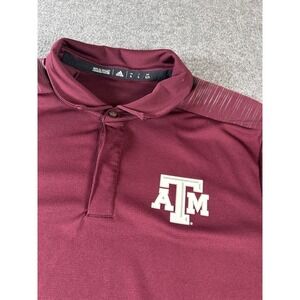 Texas A&M Aggies Adidas Polo Shirt Mens XL Maroon Performance Golf Football